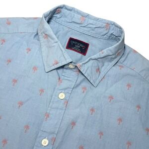 UNTUCKit Hamilton Slim Fit Short Sleeve Palm Tree Shirt Blue Button Down Mens L